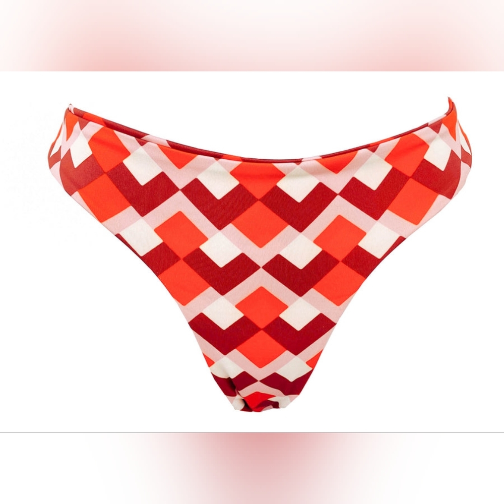 Silvia Tcherassi Red & White Geometric Bikini Bottom